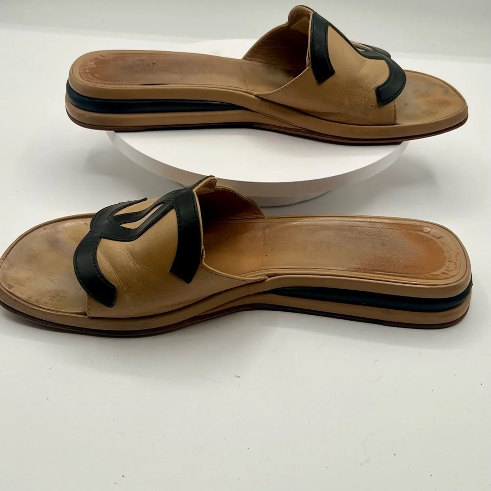 Sold! CHANEL Beige and Black Women's Sandals - Picture 8 of 8